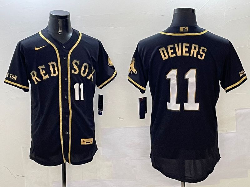 Men Boston Red Sox #11 Devers Black Gold three generations Elite 2025 Nike MLB Jersey style 5->boston red sox->MLB Jersey